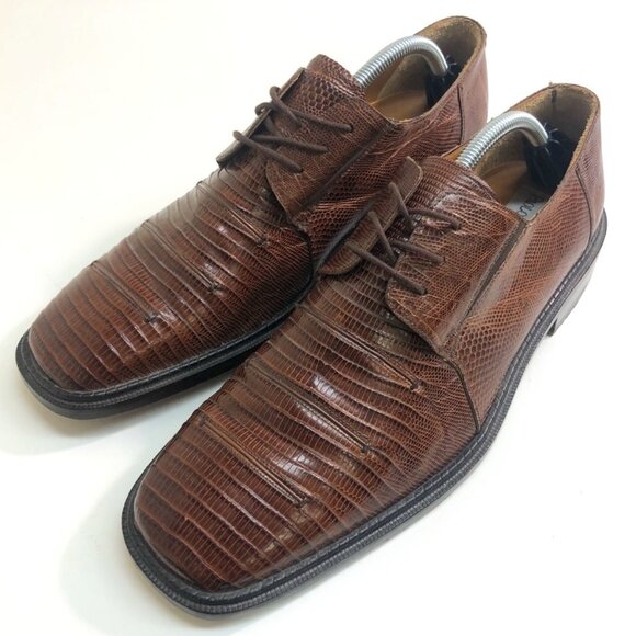 Paolo de Marco Handmade in Spain Genuine Lizard Brown Leather Bluchers 11.5 - Picture 2 of 12